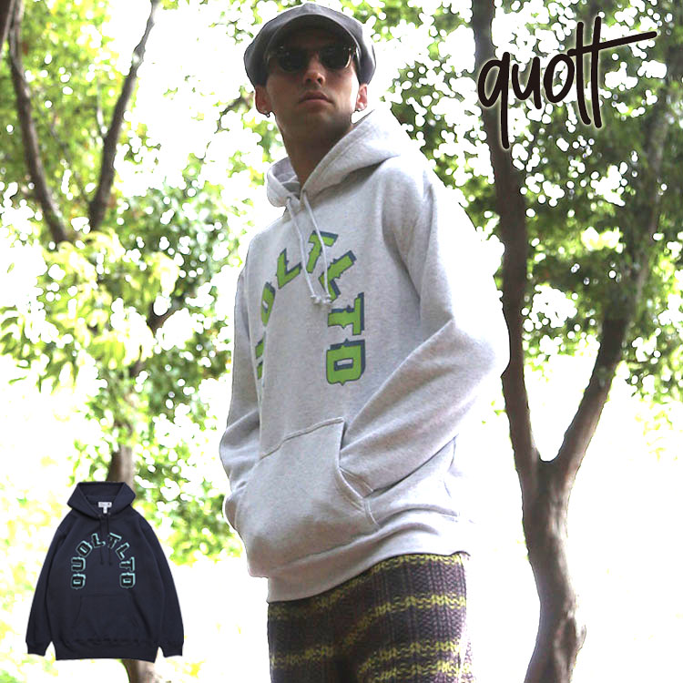 クオルト スウェットパーカー 裏起毛 プリント パーカ リラックス感 ゆったり QUOLT 裏起毛生地 ユニセックス CAUSE PARKA 誕生日 プレゼント 901t-1878 クオルト 裏起毛 プリント パーカ 長袖 スウェットパーカー リラックス