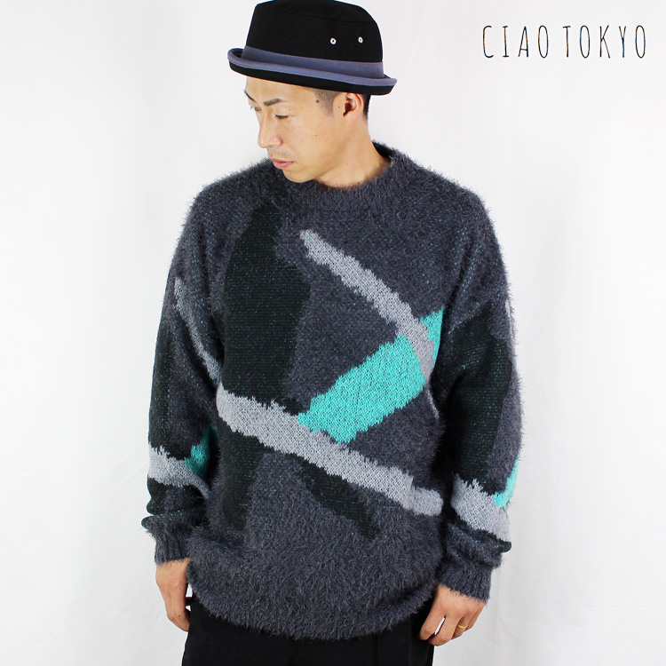 処分 SALE OUTLET】 総柄 ニットセーター スプラッシュ パターン 