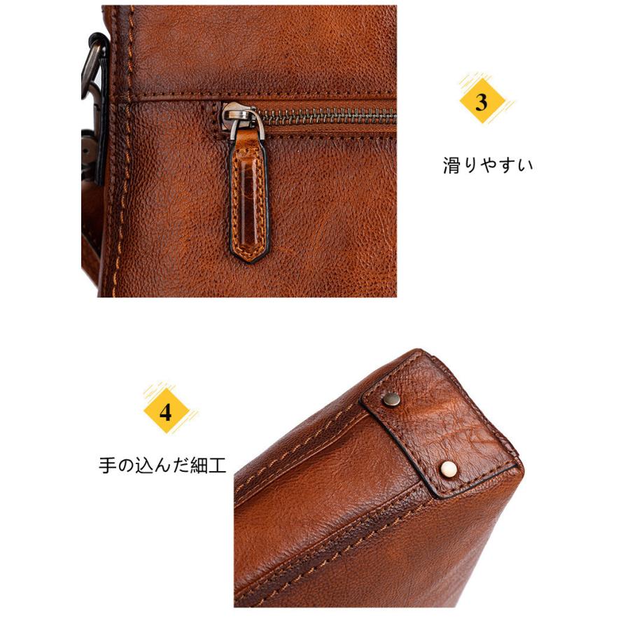 人気新作 本革 牛革 レザー ハンドメイド メンズ 斜めがけ 2way ヌメ