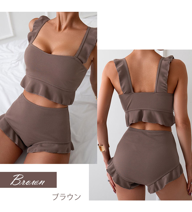 水着 タンキニ レディース 体型カバー フリル ママ ラッシュガード 20代 30代 40代 50代 上下セット ビキニ セパレート 可愛い 洋服感覚 爆買 | ブランド登録なし | 03