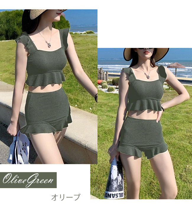 水着 タンキニ レディース 体型カバー フリル ママ ラッシュガード 20代 30代 40代 50代 上下セット ビキニ セパレート 可愛い 洋服感覚 爆買 | ブランド登録なし | 04