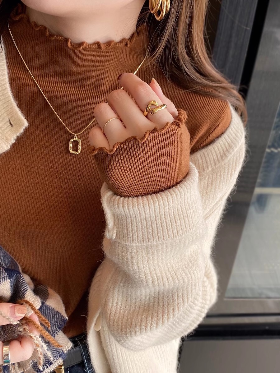 ニット セーター 重ね着 カットソー インナー ミドルネック 秋冬 フリルネック あったか レディース 長袖 トップス 柔らかい OL 通勤 オフィス 爆買 | ブランド登録なし | 05