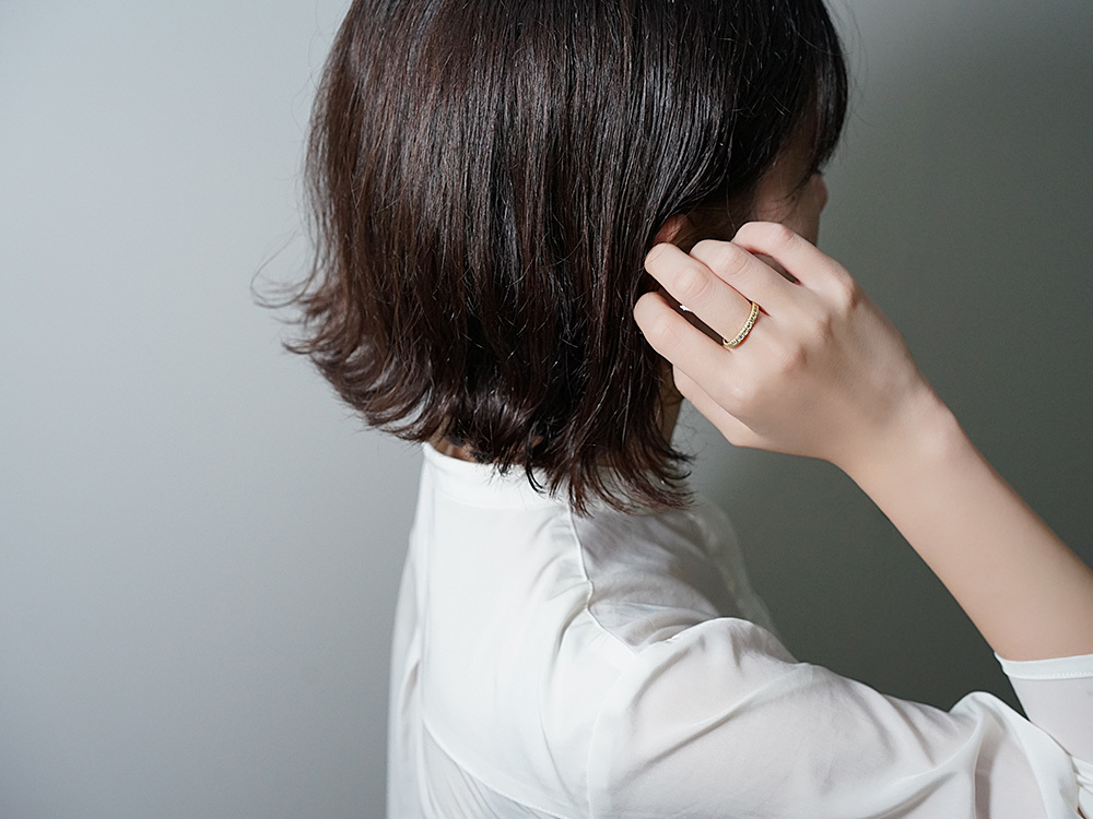 K18 ダイヤモンド バロック リング サイドと上下に麦の穂を K18 ダイヤモンド バロック リング サイドと上下に麦の穂を