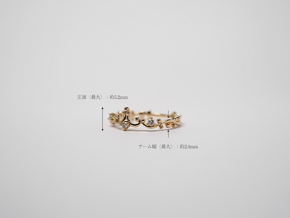 ピンキーリング 18K リング レディース 指輪 ダイヤモンド ティアラ