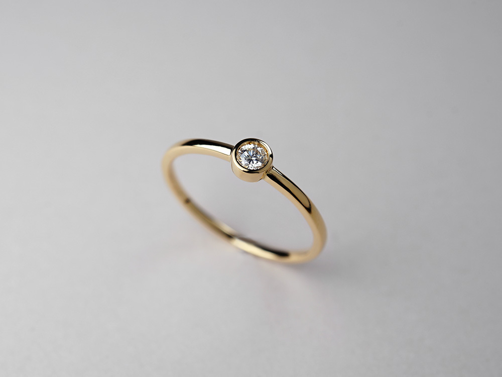 18K リング レディース 指輪 ベゼル ダイヤモンド ダイヤ