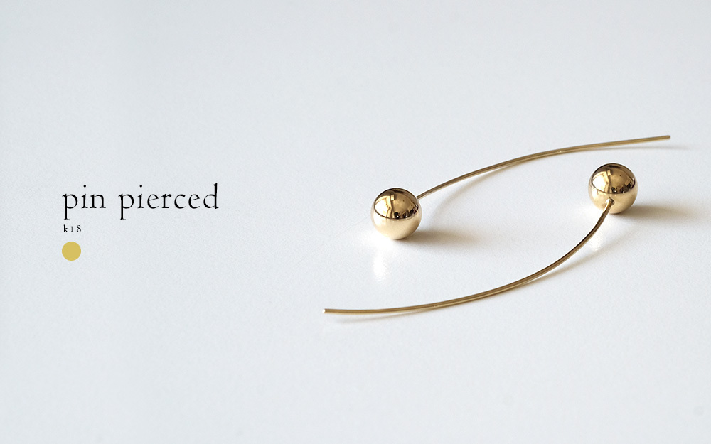 K18 pin ピアス レディース ボールピアス 8mm アメリカンピアス