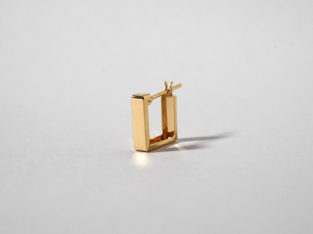 carat フープ　ピアス　18K ゴールド　片耳用　スクエア K18 シャープ フープピアス レディース 18k 18金 ゴールド プラチナ 地
