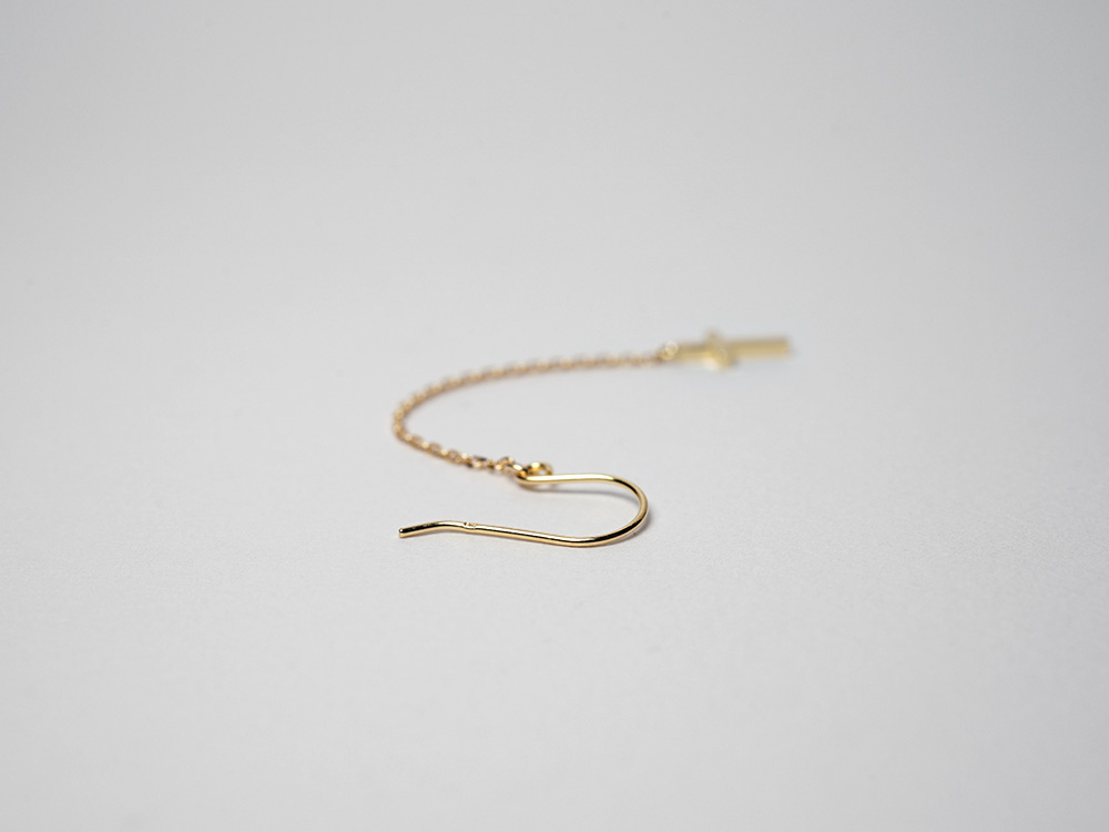 K18 ベイビークロス チェーン ピアス レディース フックピアス 18k 18