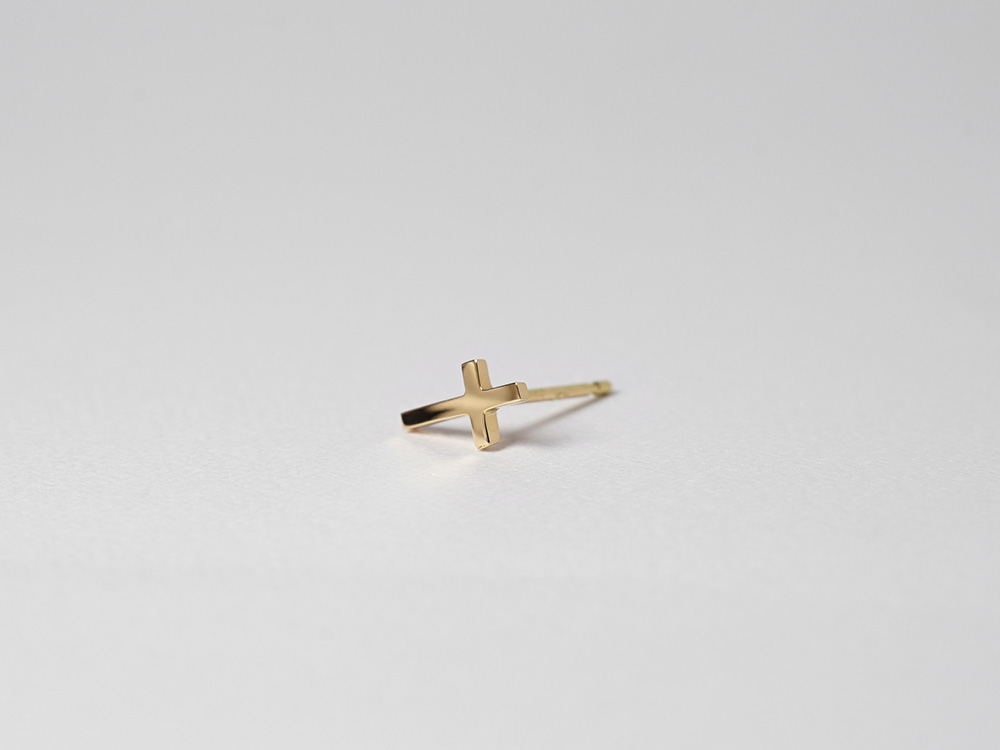 K18 ベイビー クロス ピアス レディース 18金 18k ゴールド 両耳用