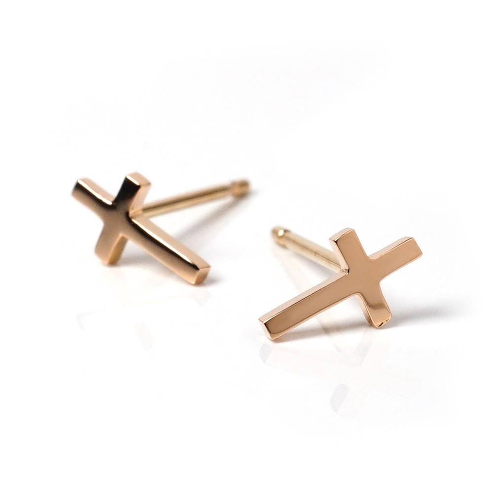 K18 ベイビー クロス ピアス レディース 18金 18k ゴールド 両耳用