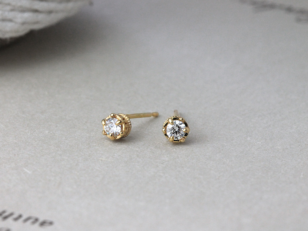 18K ダイヤモンドピアス ピアス 18K クラウン ダイヤモンド 0.2ct ダイヤ ダイアモンド