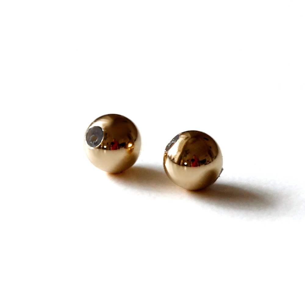ピアス ボール 18k ボールピアス ミラーカットボール スタッドピアス K18 金属アレルギー 4mm ミラーボール 丸玉 レディース アクセサリー  ジュエリー シンプル 日本製 両耳 セット YG イエロー スタッドピアス ピアス18k 丸玉 ミラーカット | ジュエリー キュートラル
