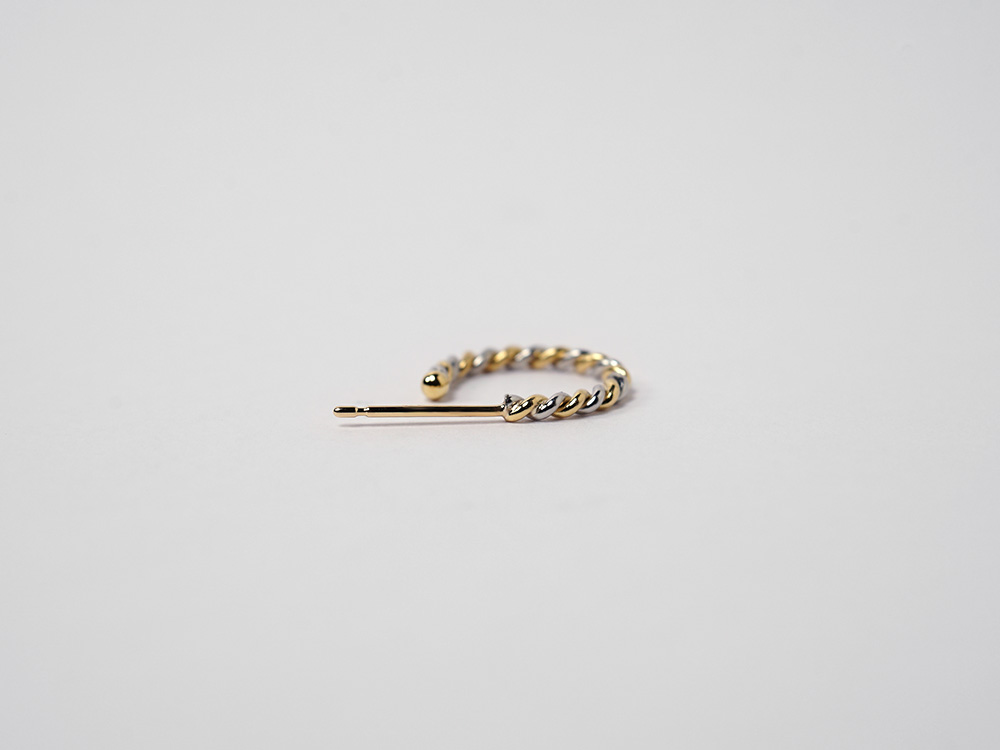 K18/Pt ツイスト コンビ ピアス フープピアス K18ゴールド 18k