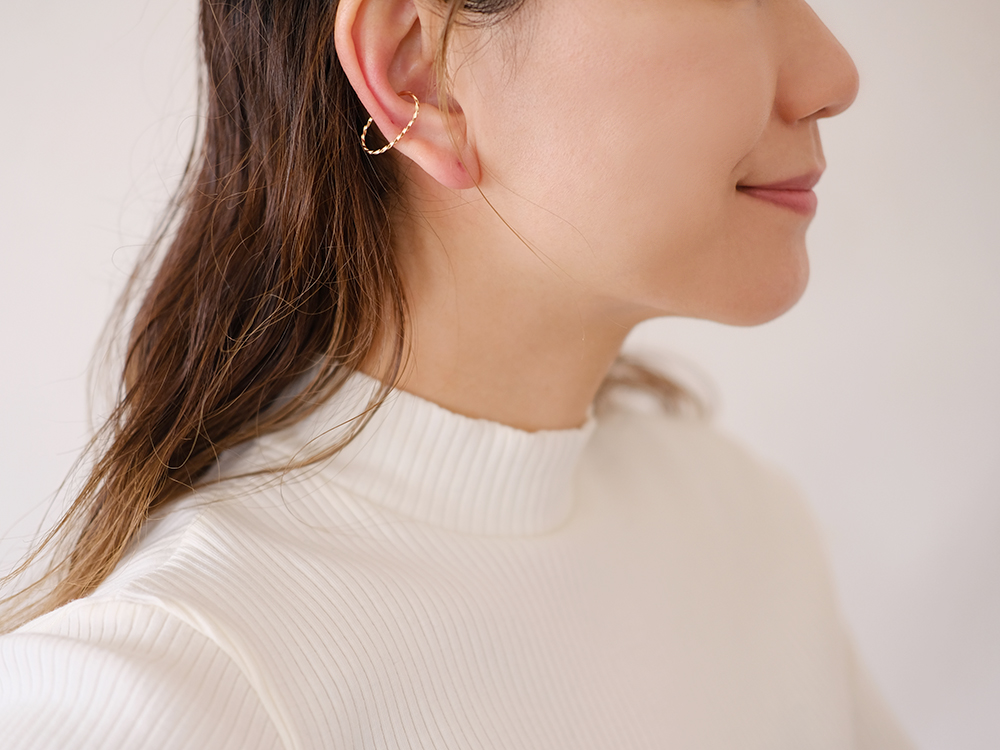 NOUE 3点セット　左ピアス×2 イヤーカフ×1 18k ゴールド　金 me-0031-9-yg-k01-r.jpg