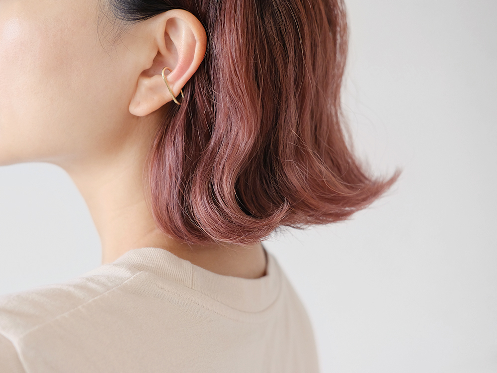 美品　k18YG イヤーカフ　パイプフープピアス K18 シンプル パイプ フープ ピアス シリーズ / 18K Simple Pipe