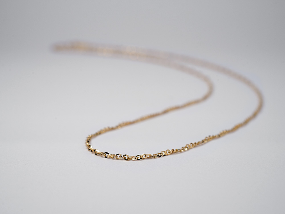 K18 ルーチェアズキネックレスチェーン 1.2mm あずきチェーン 小豆