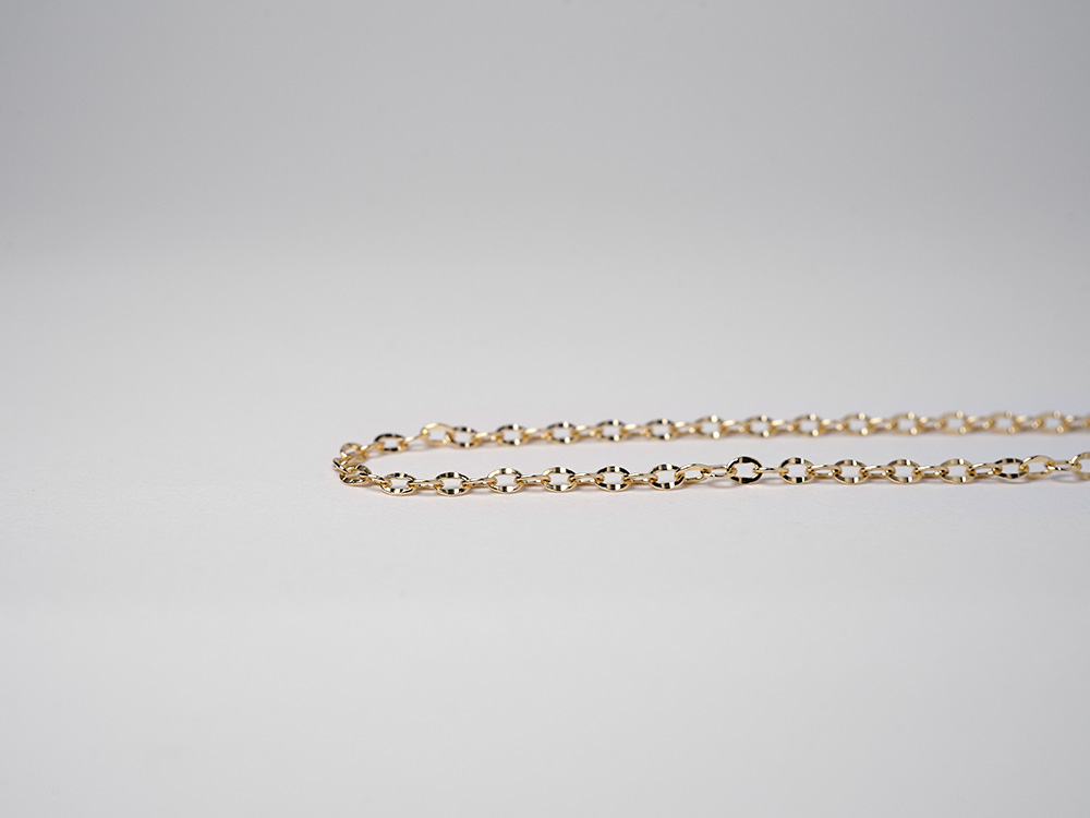 choco　K18パーツ　チェーン繋ぎ　ネックレスパーツ　留め具3.5cm K18 ルーチェアズキネックレスチェーン 1.2mm あずきチェーン