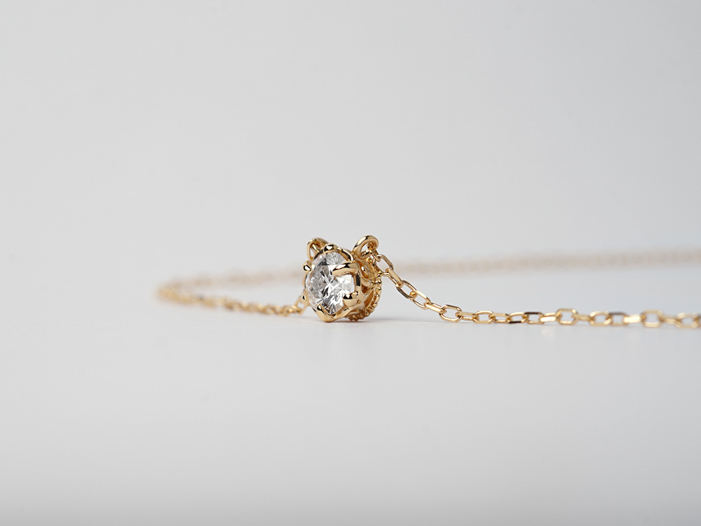 ダイヤモンド ネックレス 一粒 レディース 0.2ct ゴールド