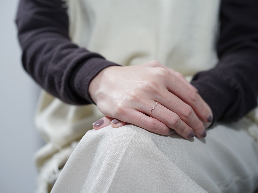 K18 ダイヤモンド リュバン チェーン リング リボンチェーンリング