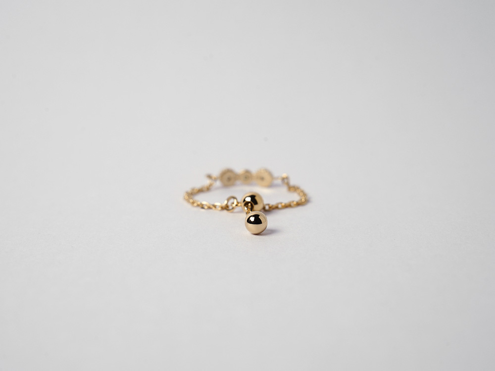 agete　K18　リボンダイヤチェーンリング agete K18 リボンダイヤチェーンリング