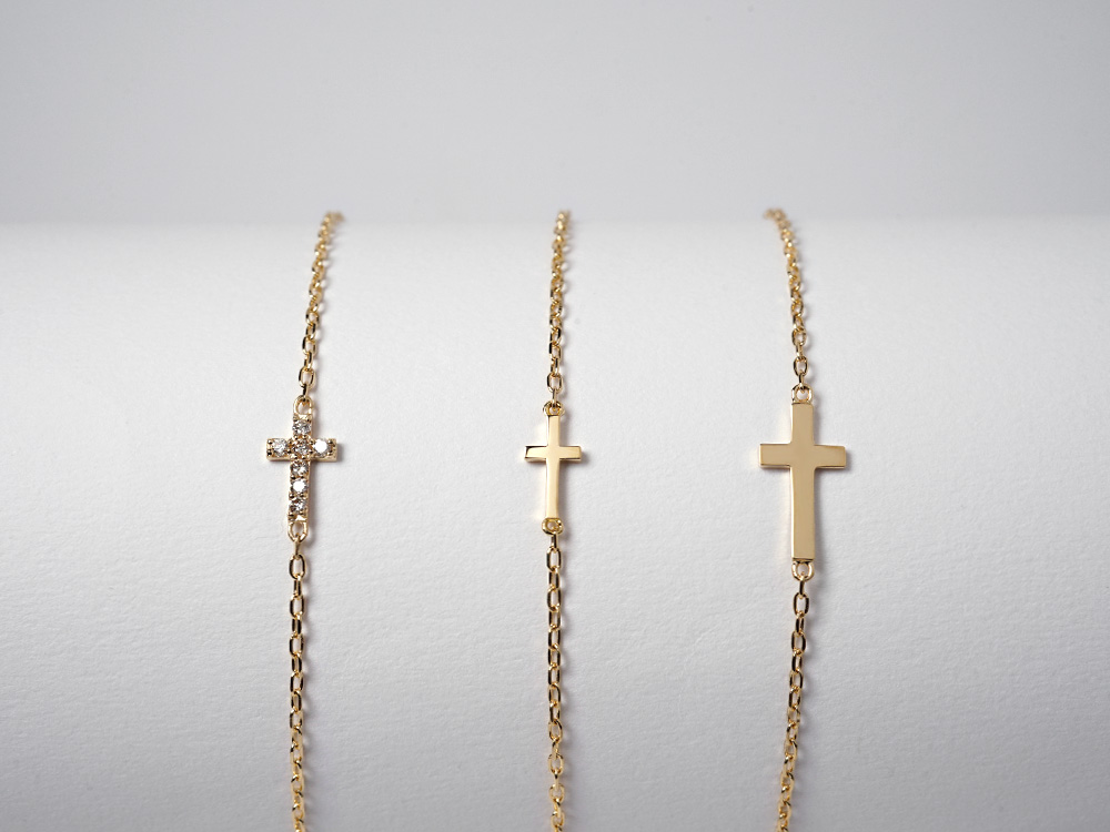 ブレスレット レディース 18K ベイビー クロス L Lタイプ 地金 18k 18