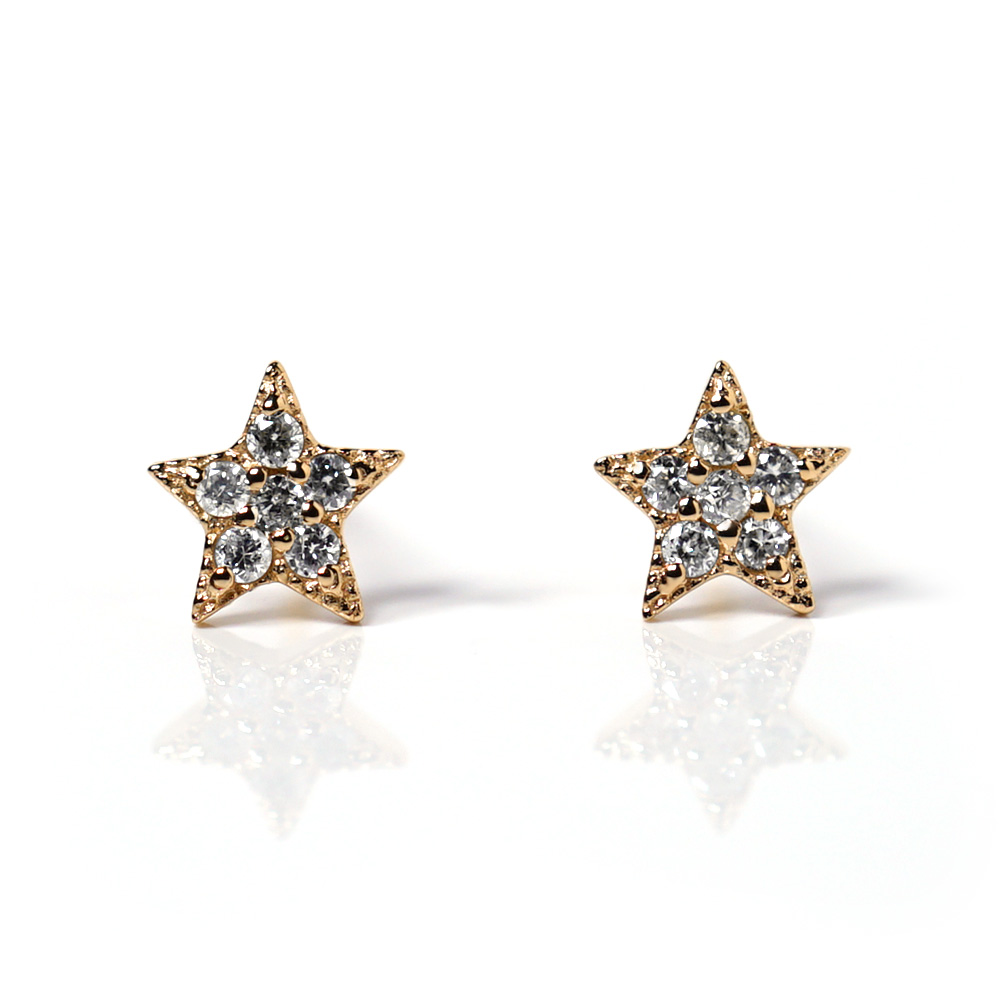 ピアス 18K ダイヤモンド ダイヤピアス 星 スター スタッド