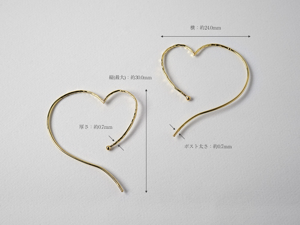 K18YG 750 ハート フープピアス 新品 Hoop Earrings-