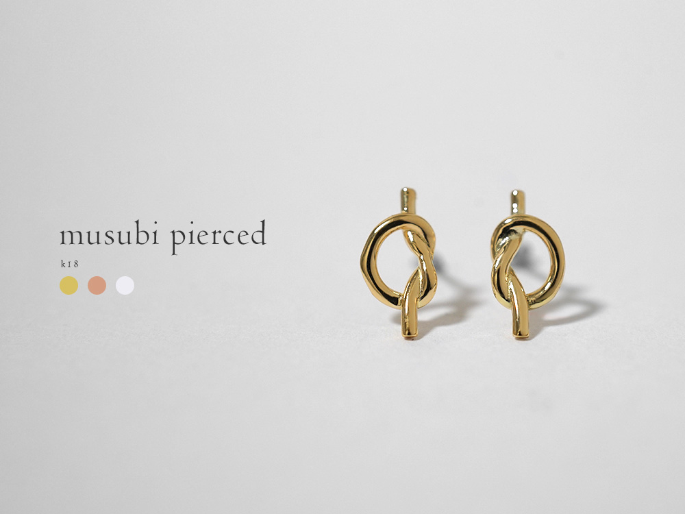 K18 ムスビ ピアス レディース 18K 18金 Pt ゴールド プラチナ 結び
