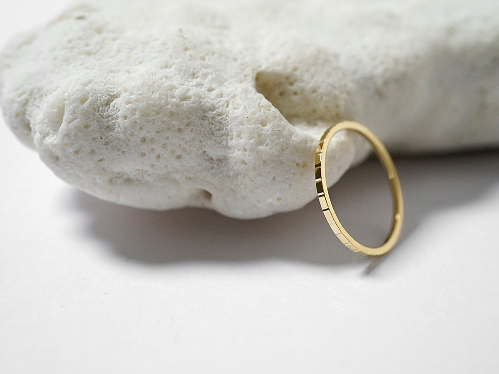 K18 フラット カット リング レディース 女性用 18K 18金 Pt ゴールド