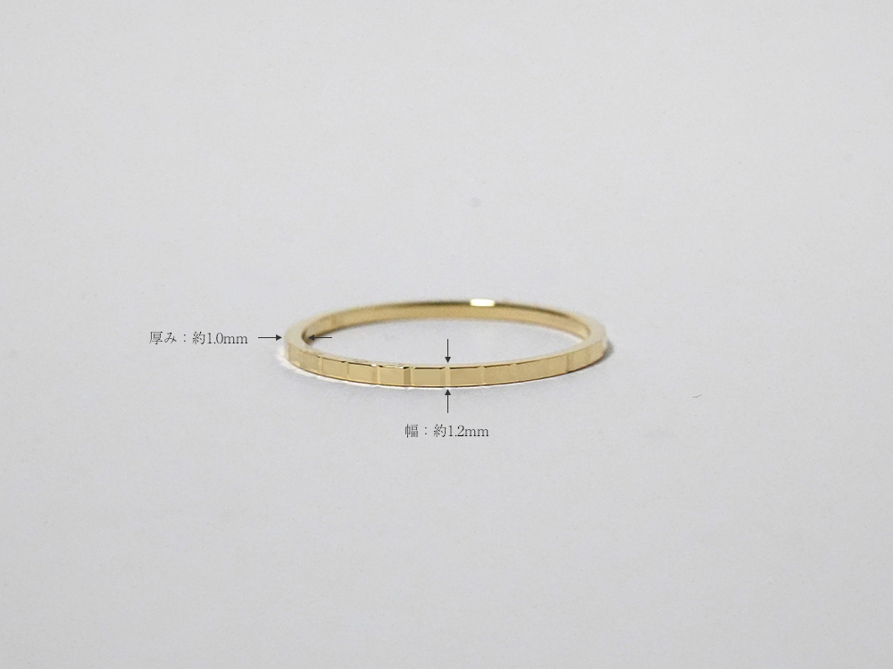 K18 フラット カット リング レディース 女性用 18K 18金 Pt ゴールド