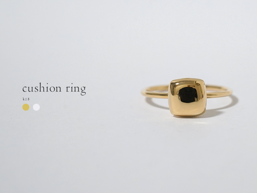 K18 クッションリング レディース 18K 18金 Pt ゴールド プラチナ 四角