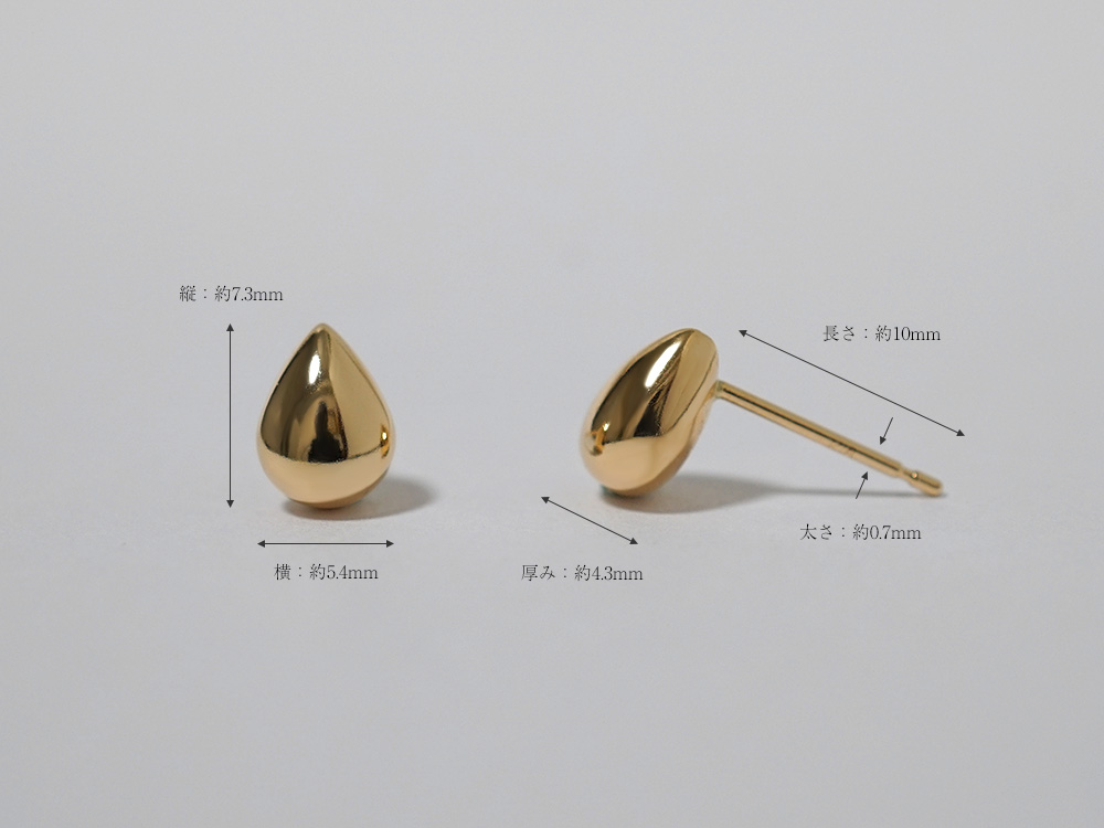 K18 露 ラージ ピアス 18k 18金 Pt レディース ジュエリー 雫 ツユ