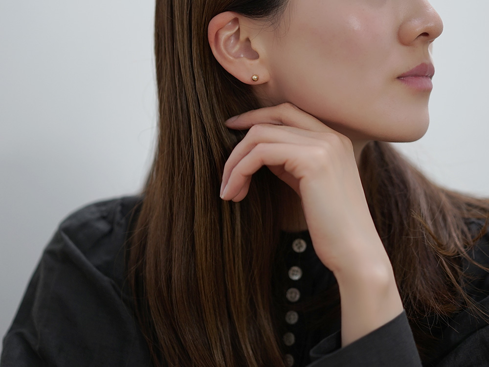 K18 ミラーボール スタッド ピアス レディース 3mm 4mm 5mm 6mm 7mm
