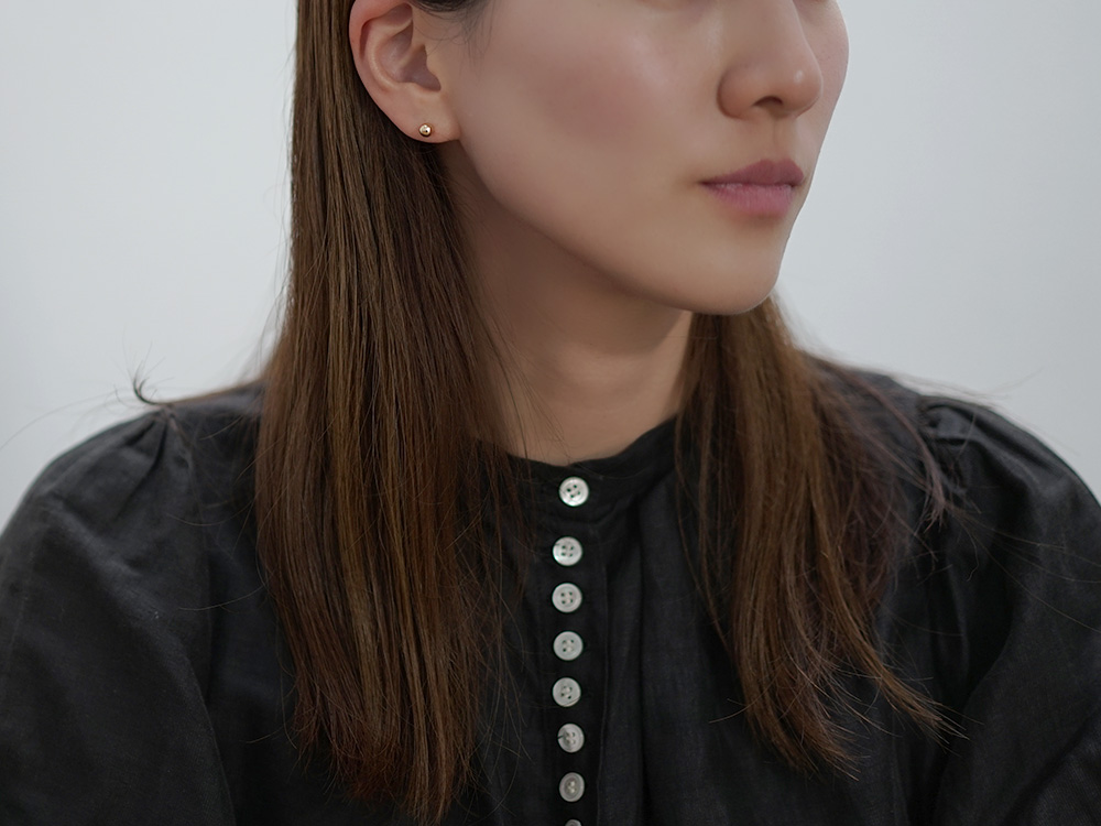 K18 ミラーボール スタッド ピアス レディース 3mm 4mm 5mm 6mm 7mm