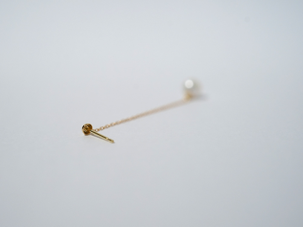 K18 パール チェーン ピアス 真珠 ぶら下がり K18アメリカンピアス 18k