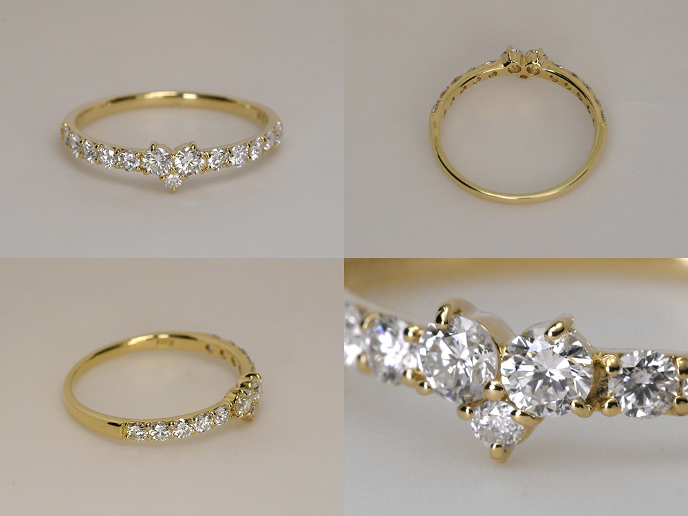 K18 ハートモチーフ ダイヤモンド リング 0.5ct ダイヤ 指輪 18k 18金