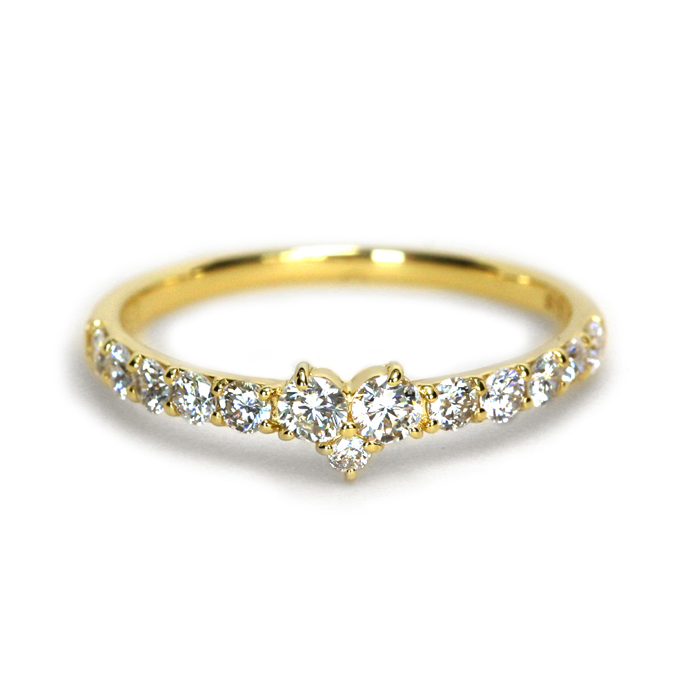 K18 ハートモチーフ ダイヤモンド リング 0.5ct ダイヤ 指輪 18k 18金