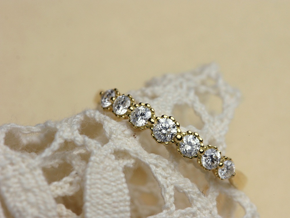 K18 セブン ダイヤモンド リング 0.3ct ダイヤ エタニティ