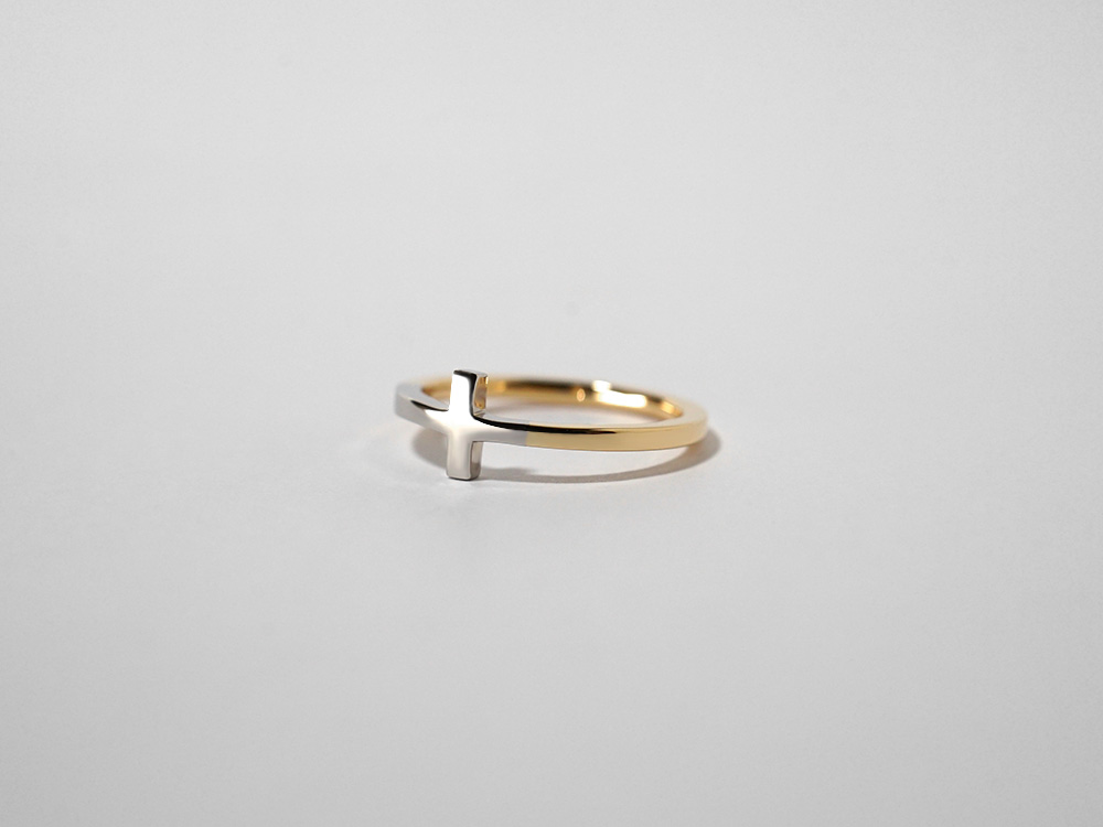 K18/Pt ベイビー クロス リング コンビ レディース 18金 18k プラチナ