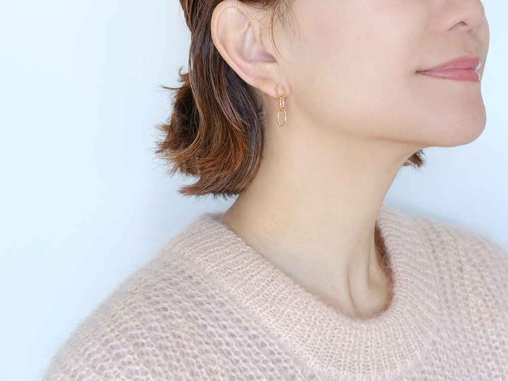 K18 露 チェーン ピアス 18k 18金 レディース 雫 ティアドロップ