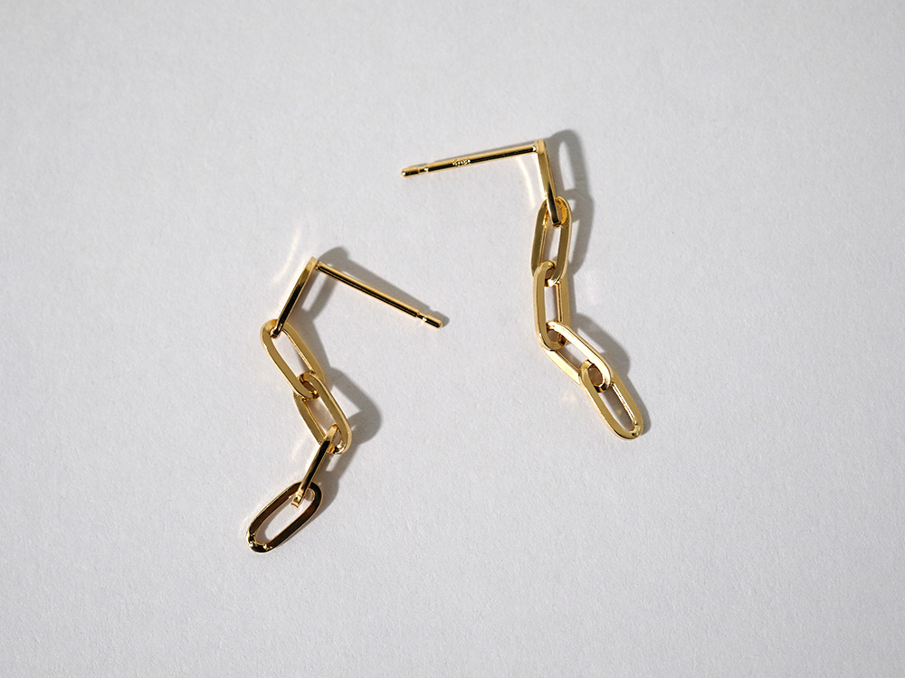 K18 ペーパークリップ チェーン ピアス 2.7mm レディース