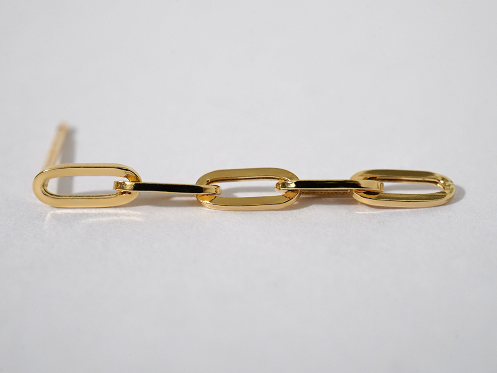 K18 ペーパークリップチェーン ピアス　　　　　/2 K18 ペーパークリップ チェーン ピアス 2.7mm レディース