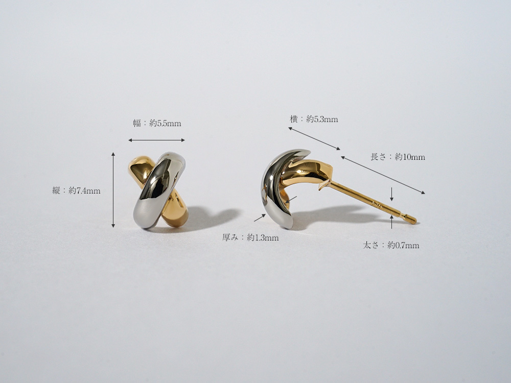 K18/Pt クロッシング コンビ ピアス レディース 女性用 18K 18金