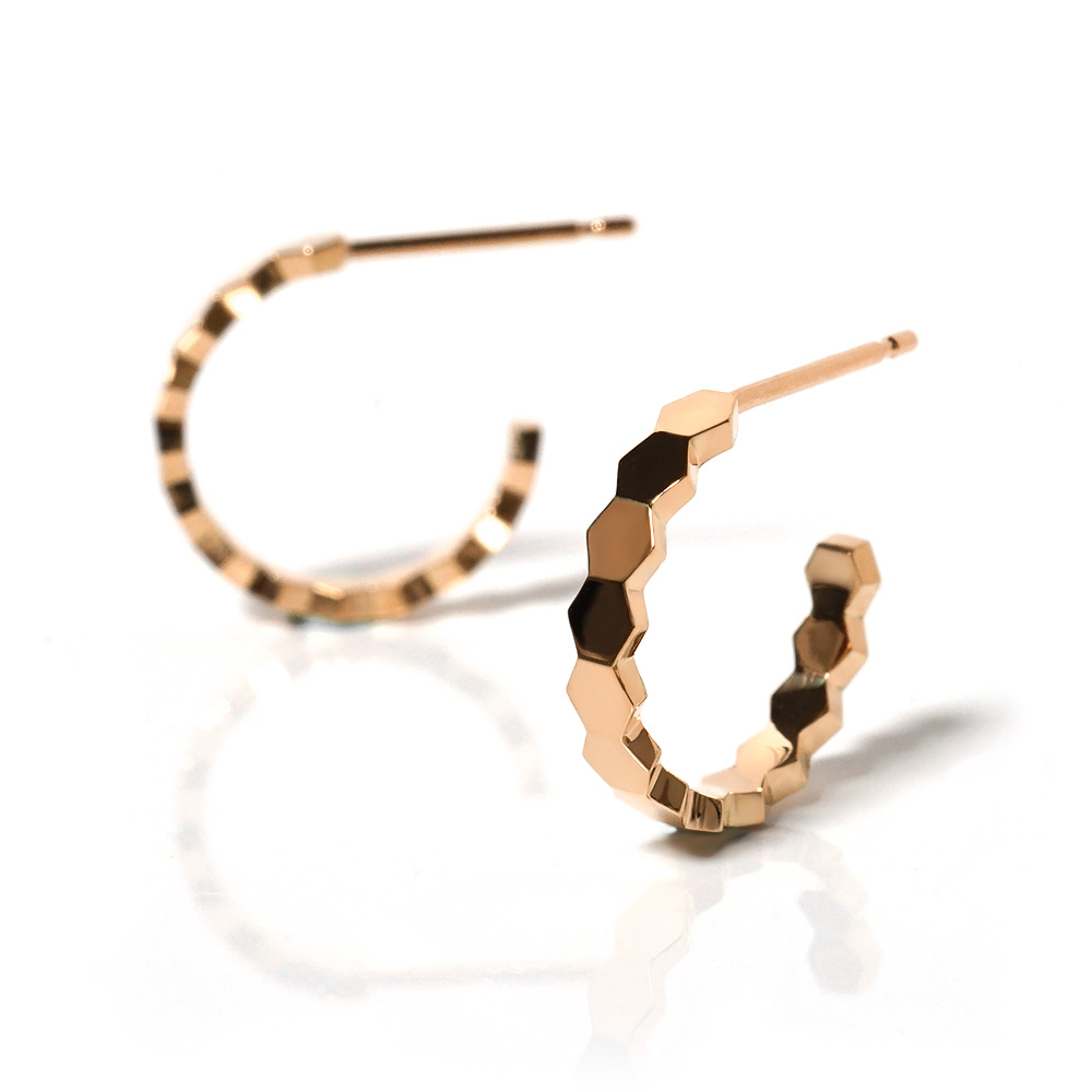 ハニカムフープピアス　蜂の巣フープピアス　ピンクゴールドカラー ハニカムフープピアス 蜂の巣フープピアス ピンクゴールドカラー