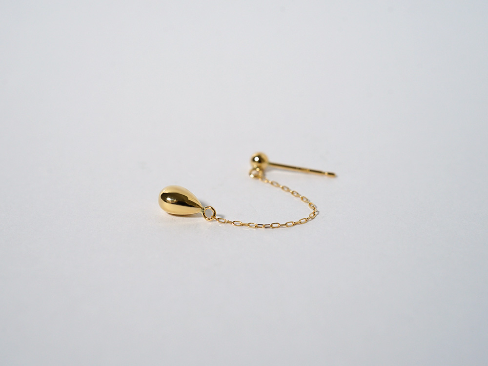 K18 露 チェーン ピアス 18k 18金 レディース 雫 ティアドロップ