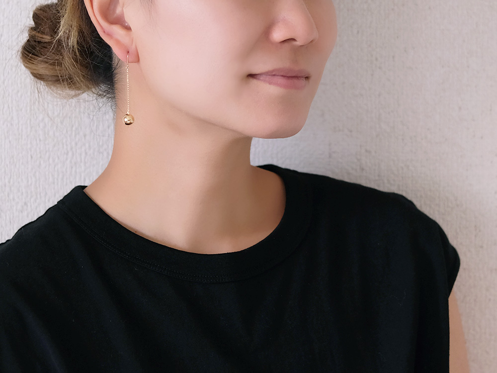 K18 ボール フック ピアス 8mm フックピアス 18k 18金 ボールピアス