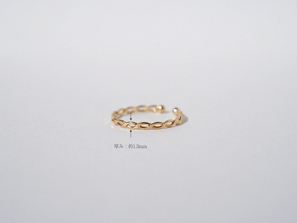 片耳販売】 K18 ツイスト イヤーカフ レディース 18k 18金 ゴールド