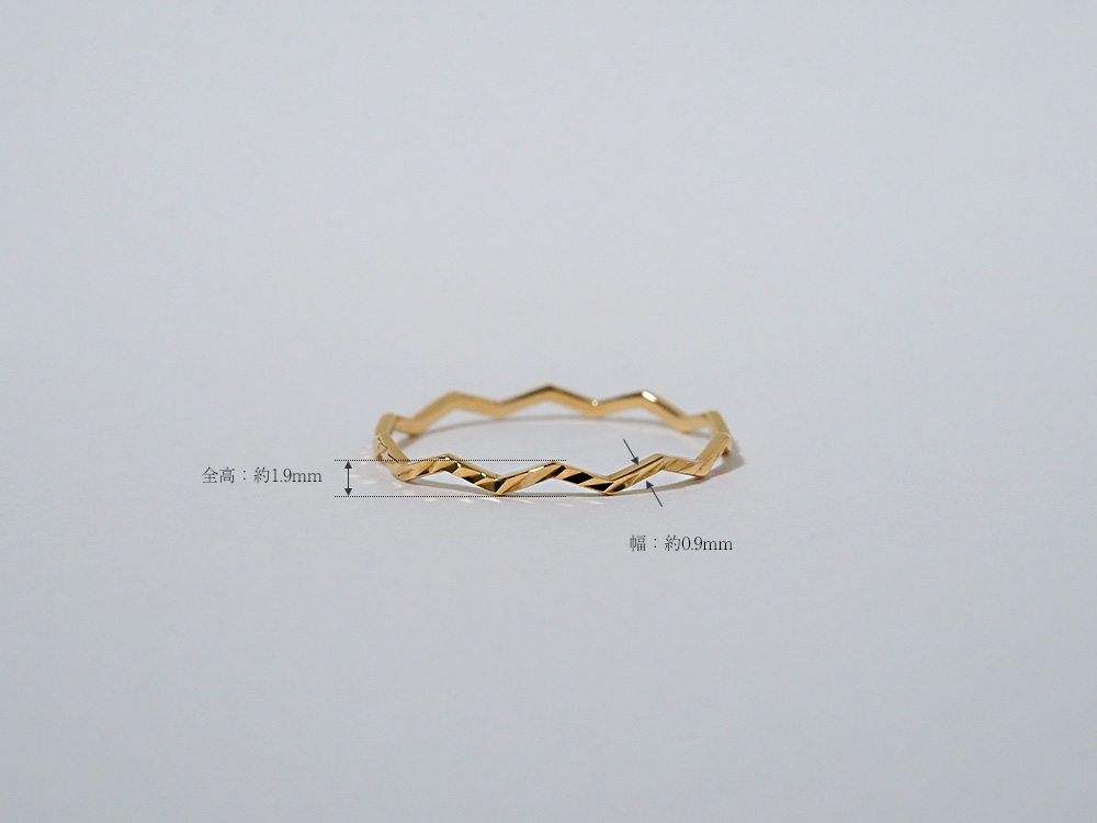 K18 ヤマジ リング レディース 18K 18金 波形カットリング フル