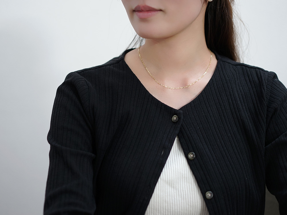 K18 シャインプレス ネックレスチェーン 1.8mm レディース チェーン