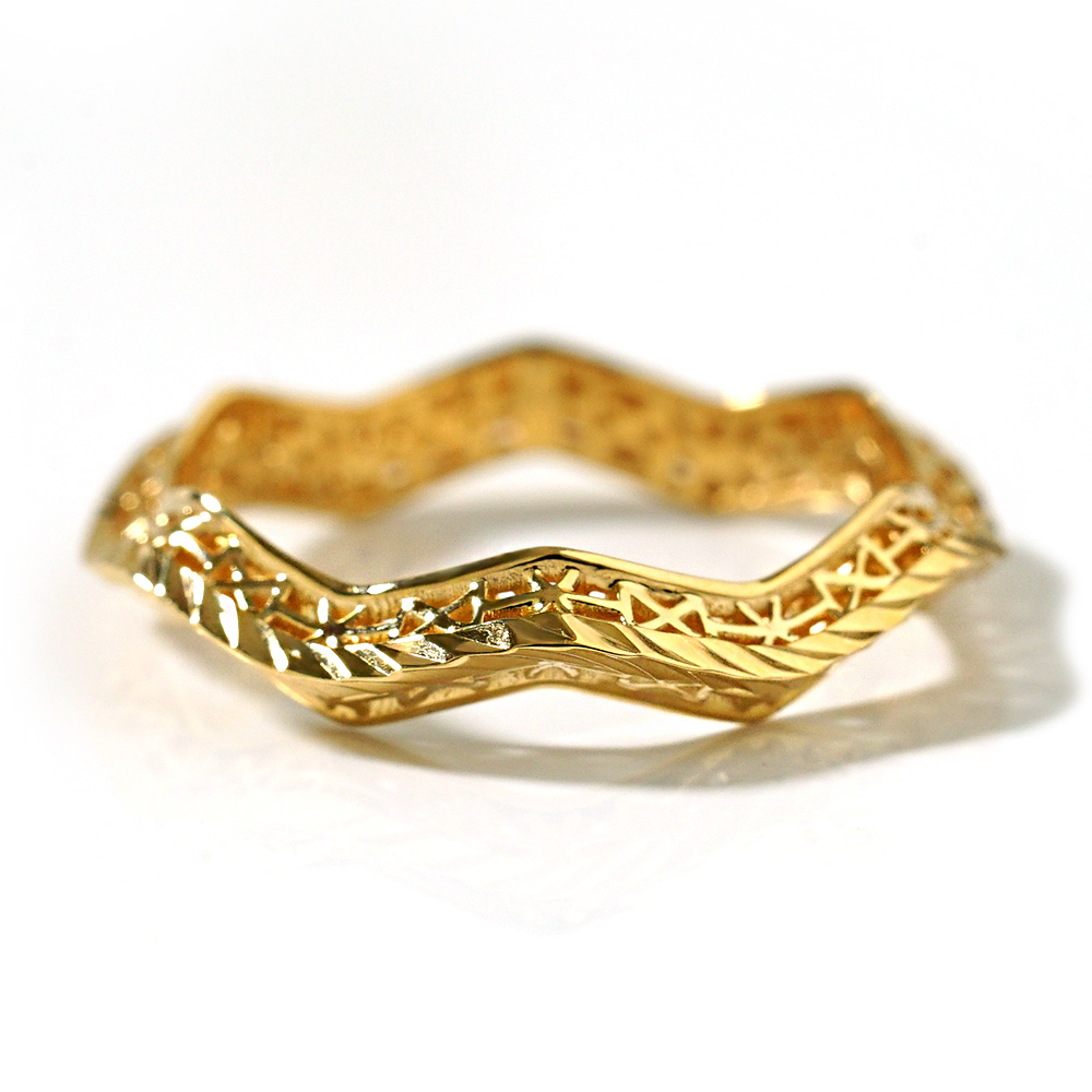 K18 フラクタス リング レディース ウェーブ 波形 18K 18金 Pt